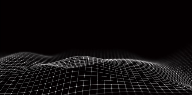 Dynamic white particle wave Mesh landscape or grid data technology