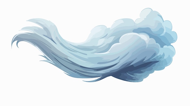 Vector dynamic windy weather symbol on flying cloud cartoon style