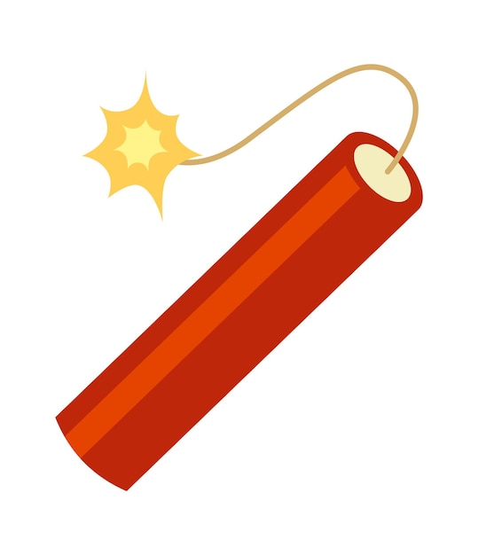 Dynamite with burning wick Vector illustration