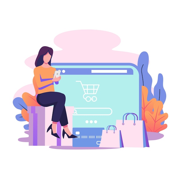 E commerce aplication flat style illustration design