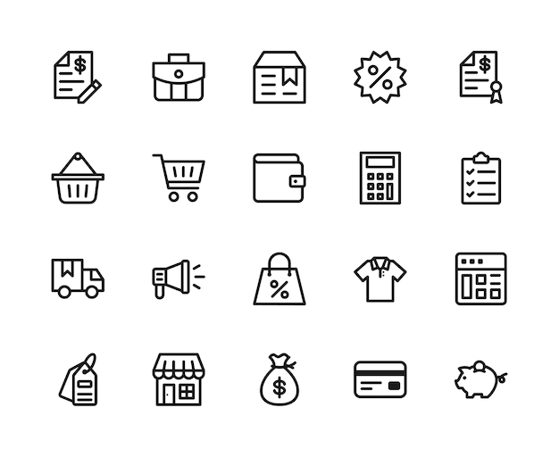 E-commerce icon set concept.