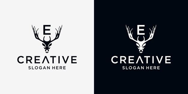 E deer head logo design