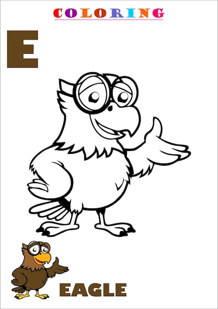 E For Eagle Animal Sketch Coloring Book