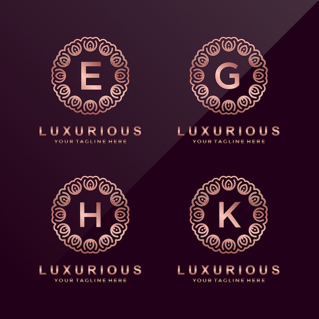 E, G, H, K Rose gold luxury logo