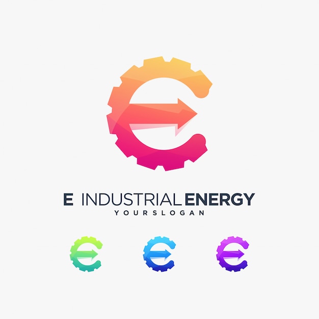 E industrial text shape sign