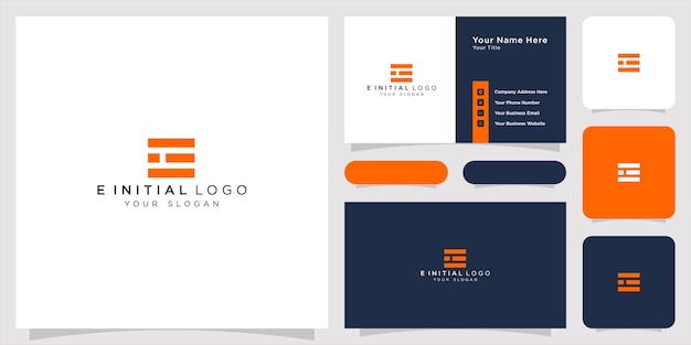 E initial logo concept business card set