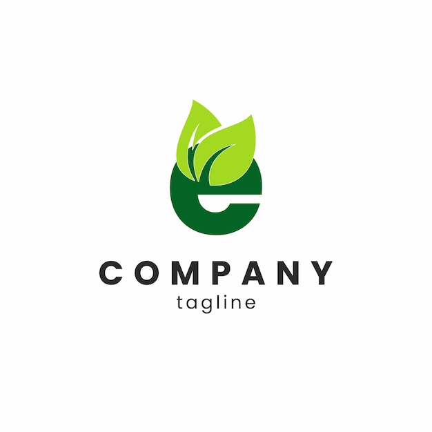 e leaf logo vector