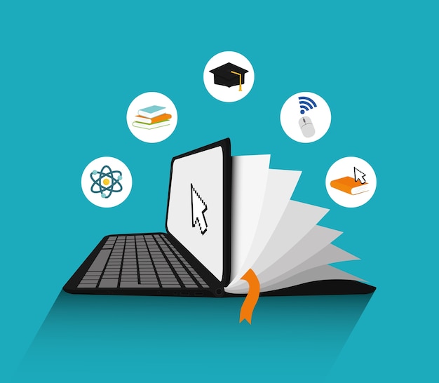 e-learning concept with icon design