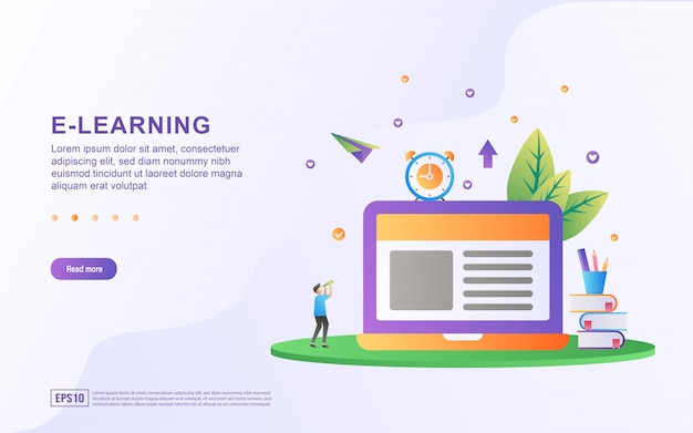 E-Learning flat design concept.