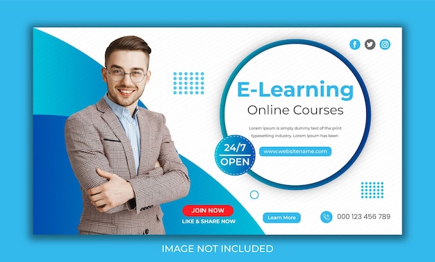 E-Learning online courses video and web banner thumbnail design