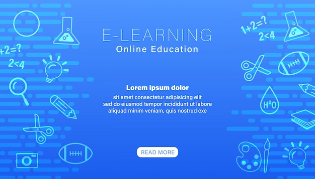 E-learning online education blue.