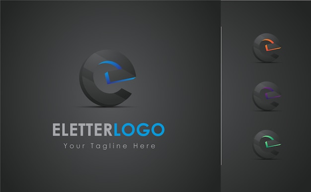 E letter 3D logo design set