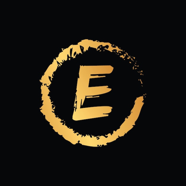 E letter in circle shape luxury gold color monogram design vector eps