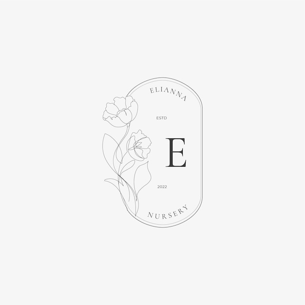 E Letter Logo with creative Floral concept for company business beauty real estate Premium Vector