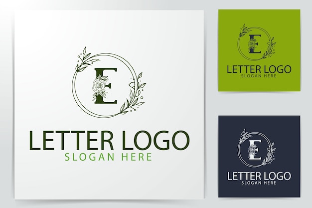 E letter Natural floral elegant decorative gradient style logo design template for branding corporate identity