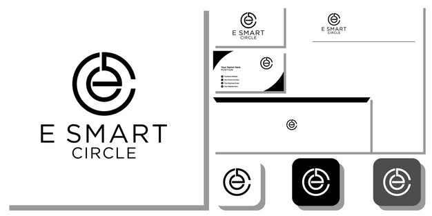 e smart circle combination symbol initials letter circle group with brand identity template