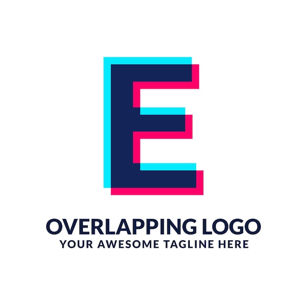 E Vibrant And Colorful Overlay Overlap Letter Logo Alphabet Icon Illustration