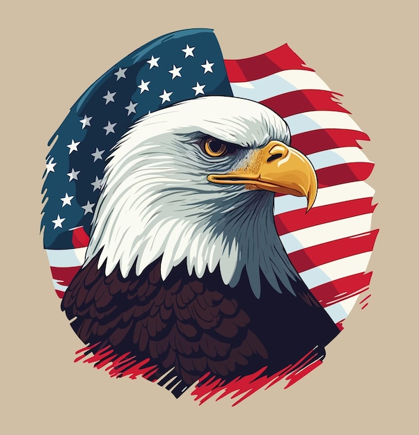 Eagle on the background of the American flag Symbol pride patriotism courage feather color patriotism bird stripes stars pattern Generative AI freedom Creative conceptvector illustration