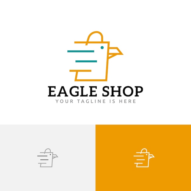 Eagle Bird Shop Marketplace Shopping Bag Monoline Fast Delivery Logo