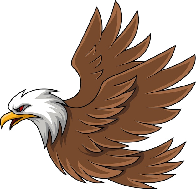 Eagle cartoon mascot character flying