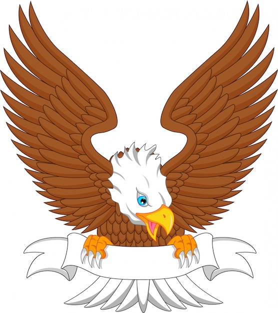 Vector eagle cartoon with blank sign