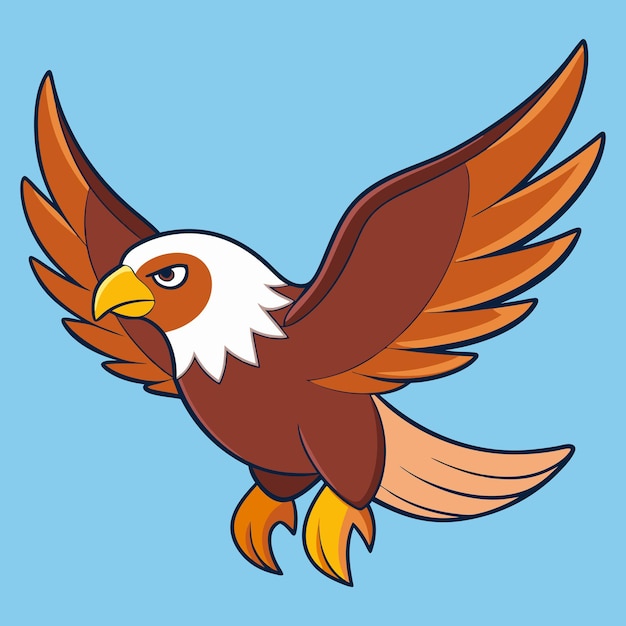 Eagle Circling Kawaii Vector