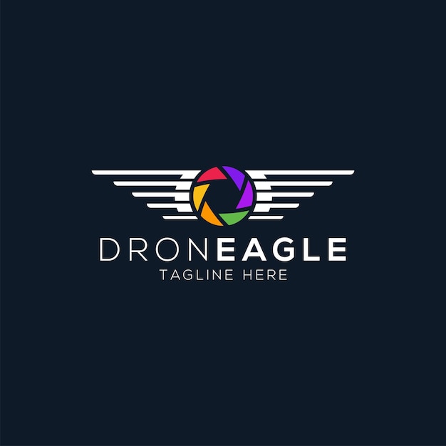 Eagle and drone logo design template with minimalist style