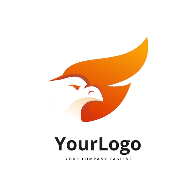 Eagle and fire gradient logo vector Premium Vector