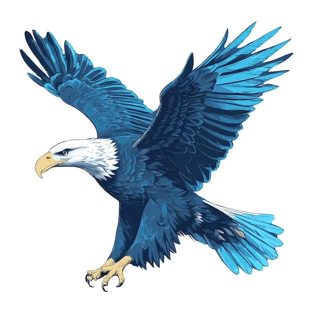 Eagle in Flight Flat Vector Illustration