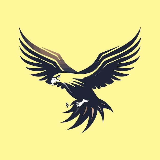 Eagle Flying in the sky Vector logo on a yellow backgrund