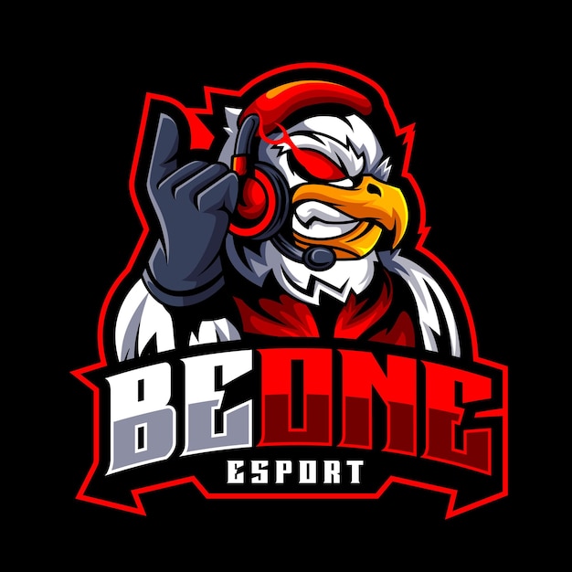 eagle gamer angry mascot logo for esports and sports team