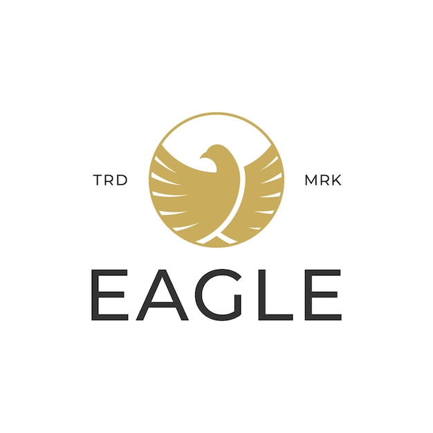 Eagle and golden circle logo design