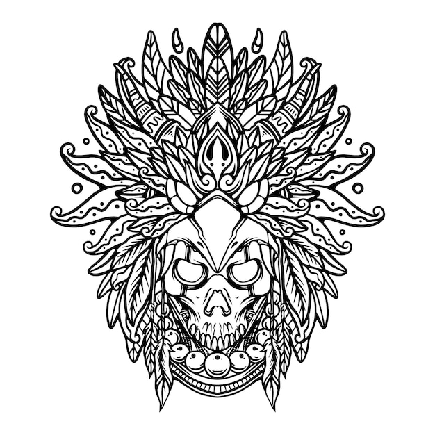 eagle hat skull illustration