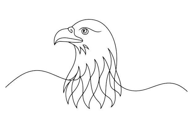 Eagle head Continuous line art vector illustration on white background