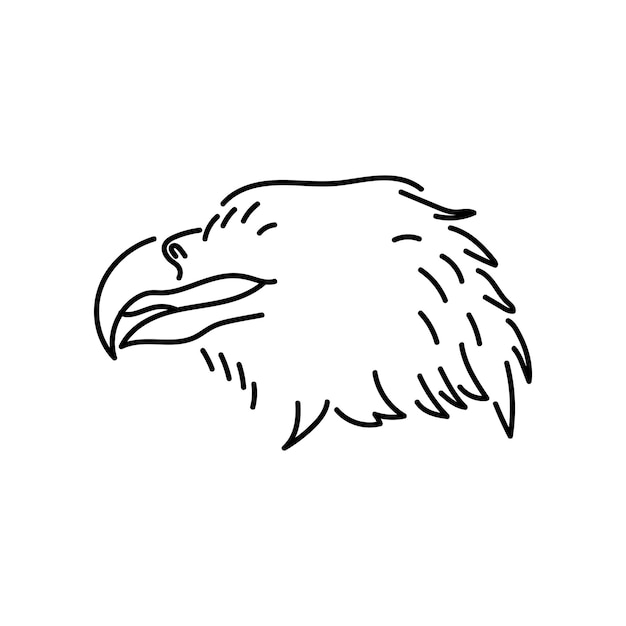 Vector eagle head icon logo hand drawn line illustration