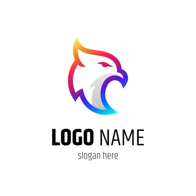 Eagle head logo in colorful gradient colors, ready to use for template