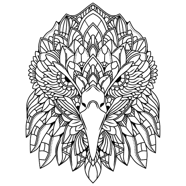 Vector eagle head mandala arts