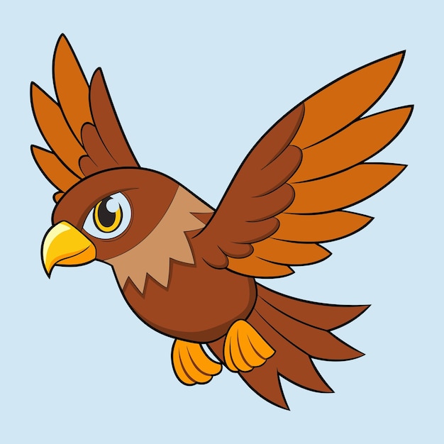 Eagle Hovering Kawaii Vector