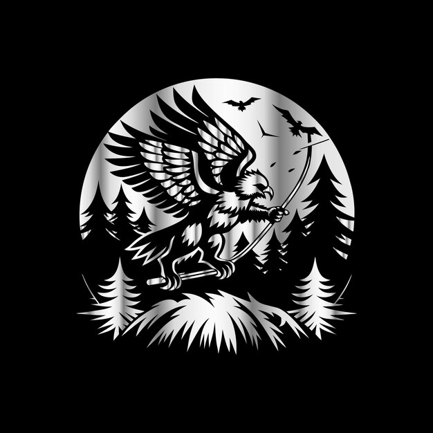 Vector eagle hunter logo design vector template eagle hunter badge emblem label