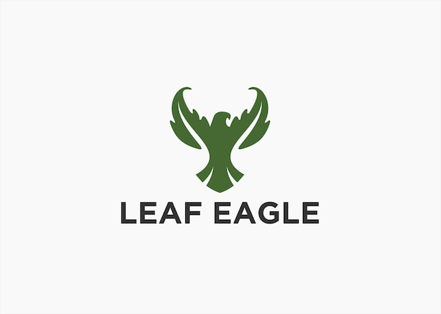 eagle and leaf logo design vector silhouette illustration