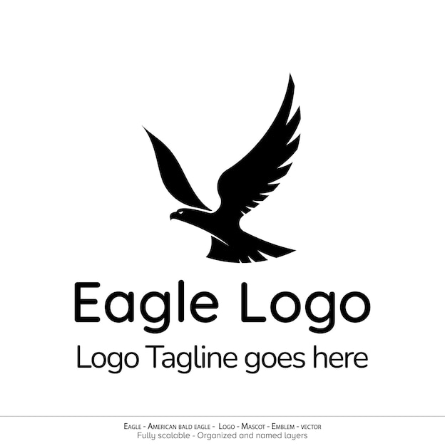 Eagle Logo Flying Bird Emblem dove mascot American Bald Eagle silhouette logo Minimal design minimalistic logo vector