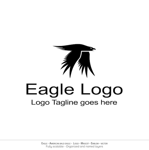 Eagle Logo Flying Bird Emblem dove mascot American Bald Eagle silhouette logo Minimal design minimalistic logo vector