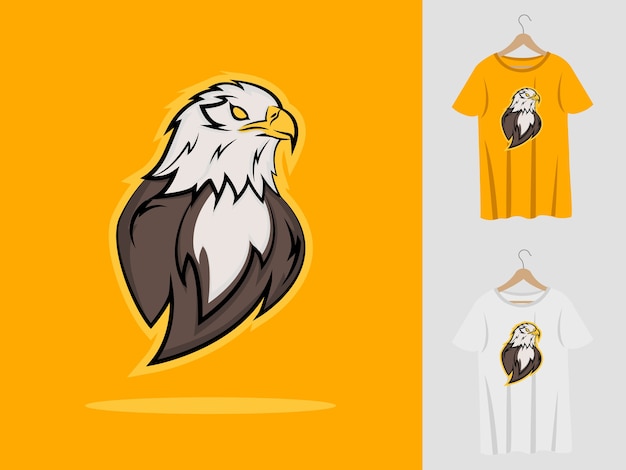 Eagle logo mascot design with t-shirt . Eagle head illustration for sport team and printing t-shirt