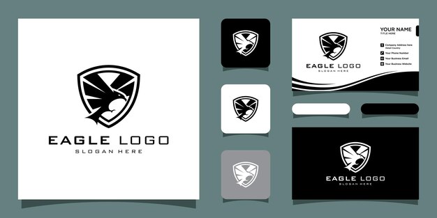 Eagle Logo Vector symbol with business card design Premium Vector