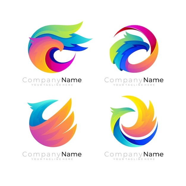 Eagle logo with circle design colorful, 3d style logos