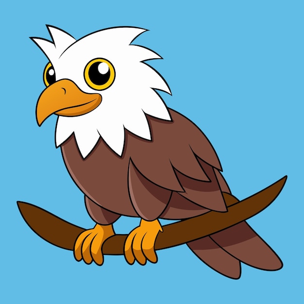 Eagle Perched Kawaii Vector