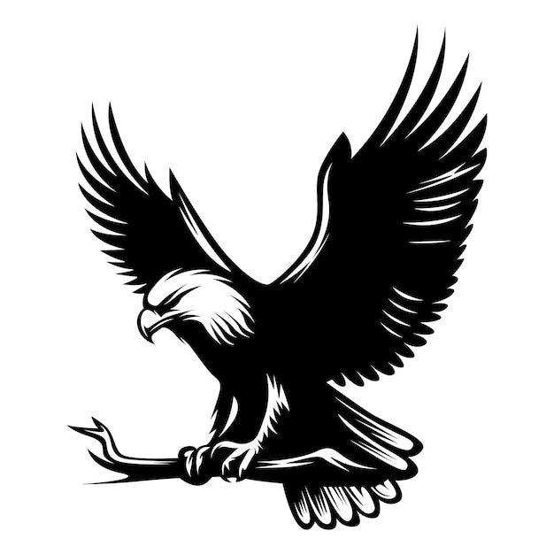 Eagle sitting on tree branch Eagle Vector illustration