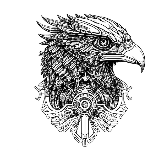 eagle steampunk hand drawn illustration