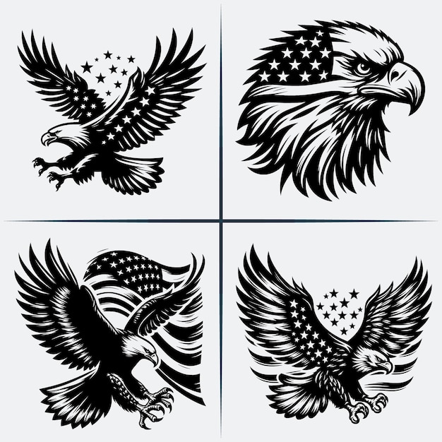 Eagle svg vector silhouette Bundle file flaying eagle