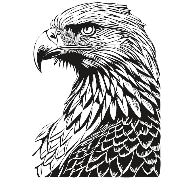 Eagle vintage illustration black and white vector art bird